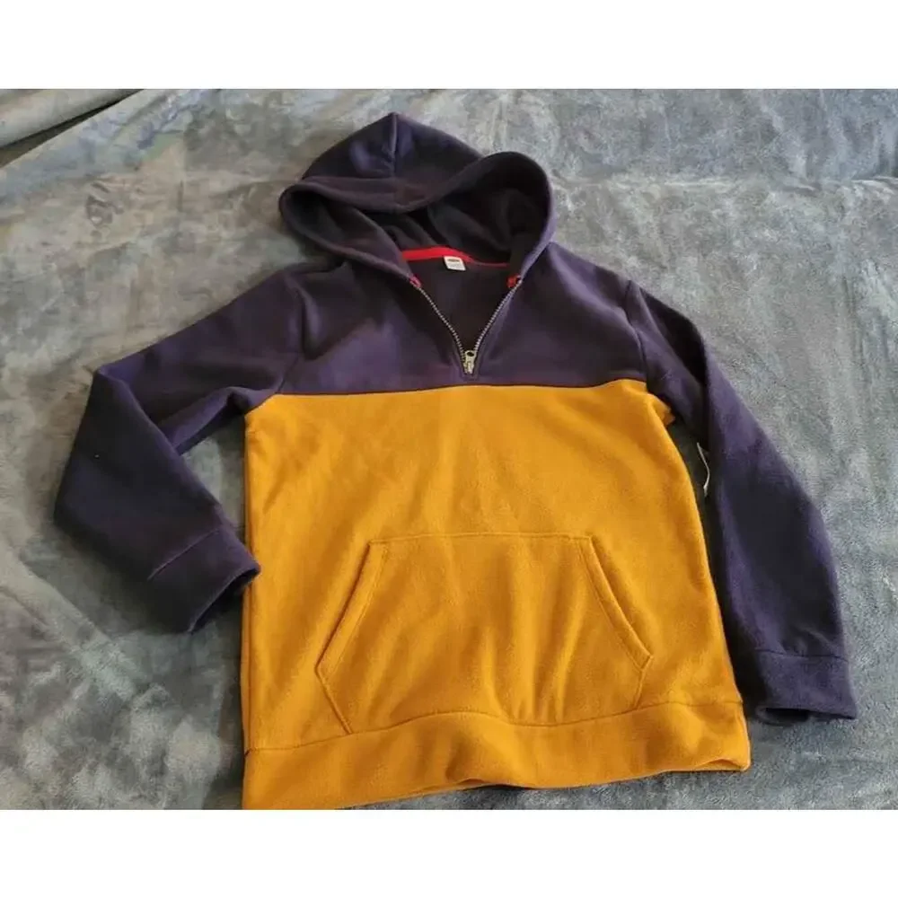 Old Navy Boys Colorblock Quarter Zip Fleece Pullover Hoodie XL (14-16) NWT